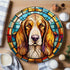 Basset Hound Circular Glass Suncatcher Worktop Saver
